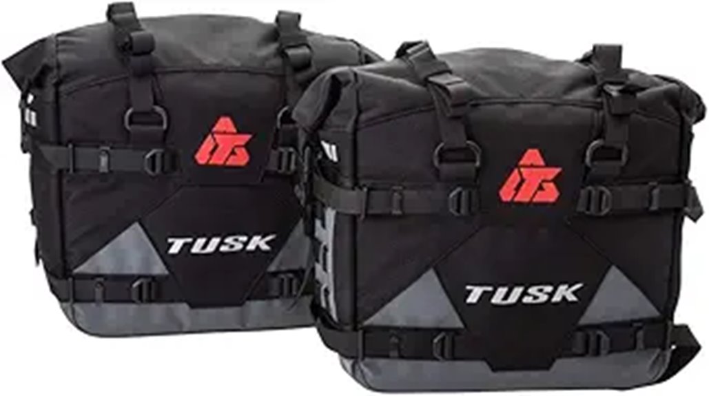 black and grey tusk bags
