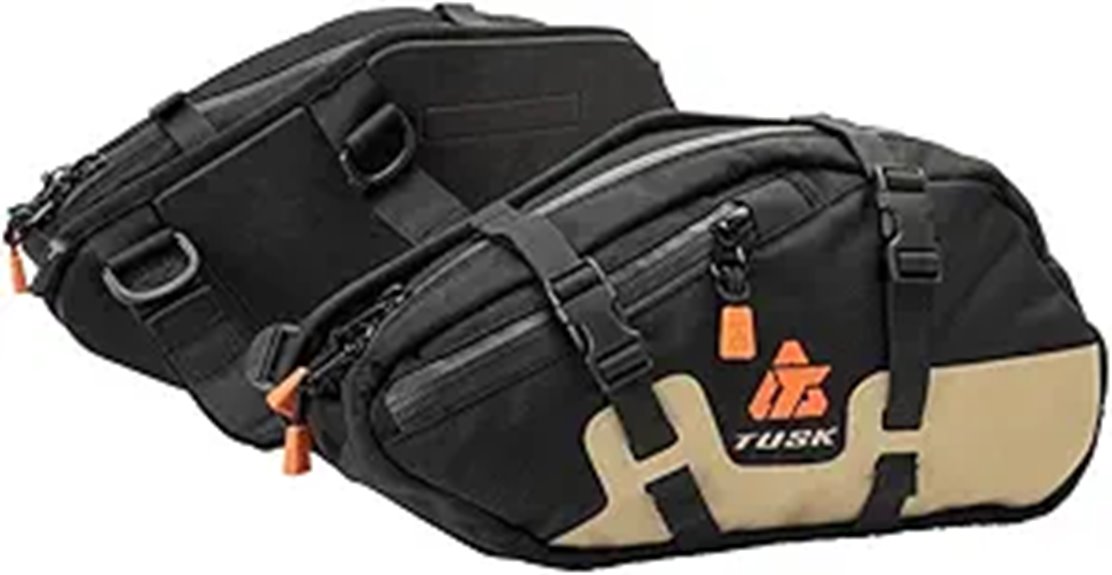 black tan pannier bags