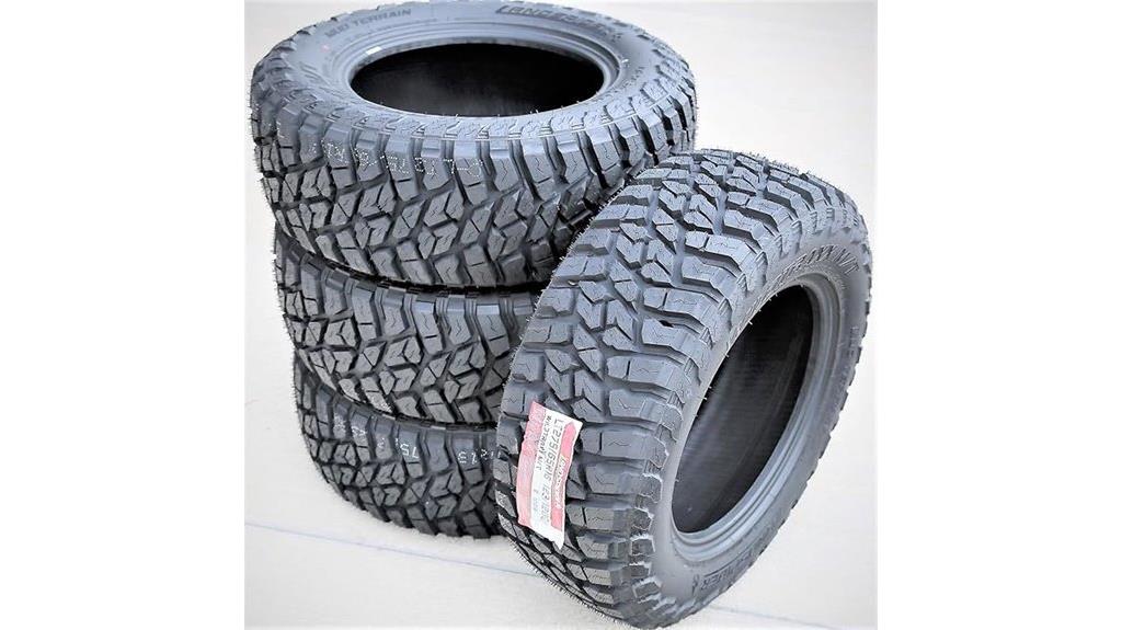 four mud terrain truck tires