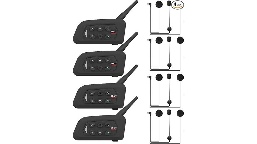 four pack motorcycle bluetooth intercom