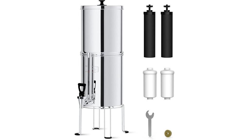 gravity fed filter with four