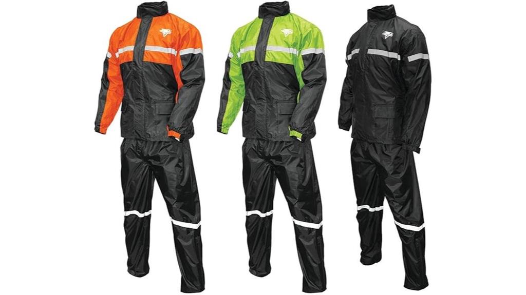 orange black motorcycle rain suit