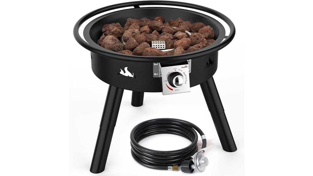 portable 22 inch propane fire pit