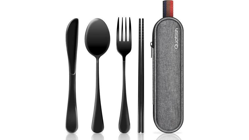portable travel silverware set