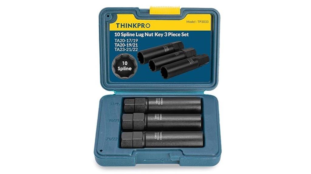 set of three spline lug keys