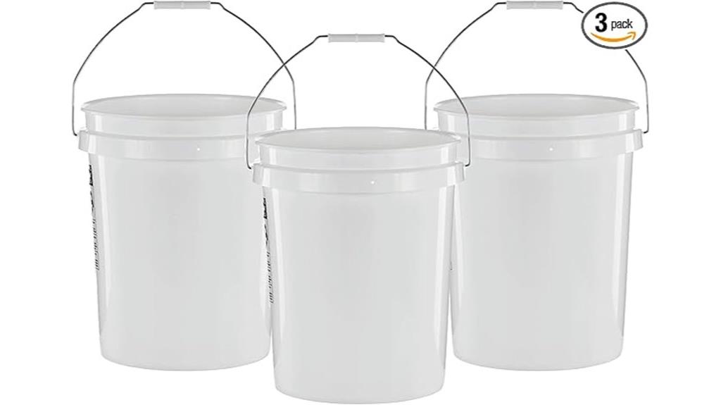 three 5 gallon buckets