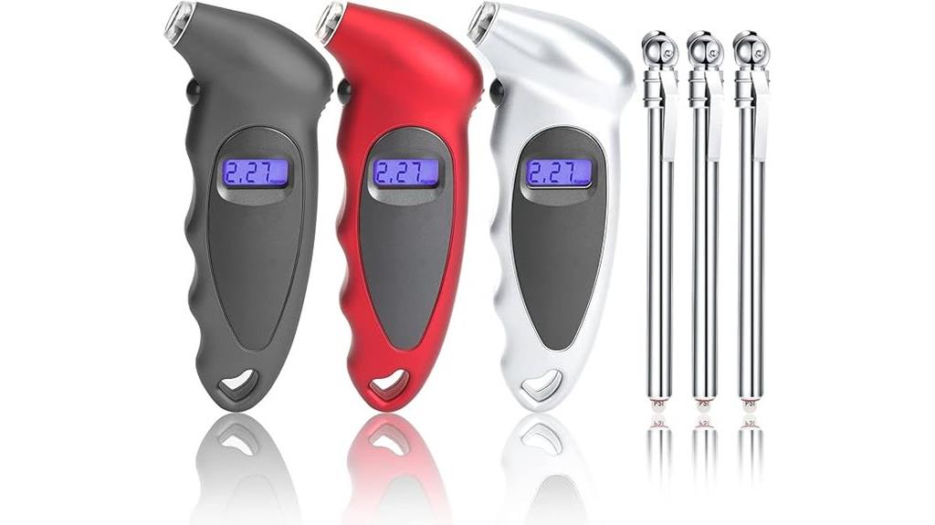 three pack tire pressure gauges