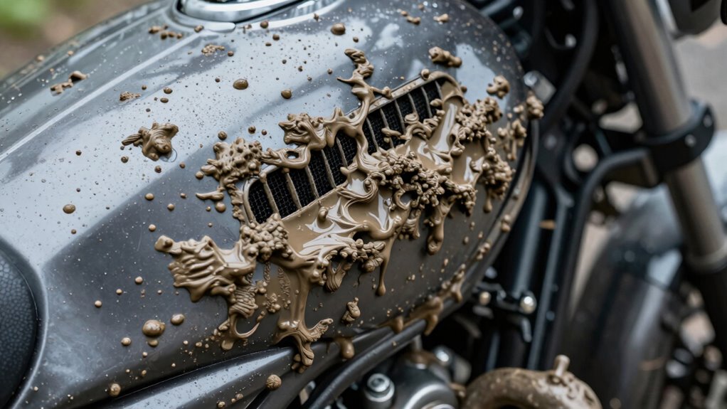 mud obstructs radiator cooling