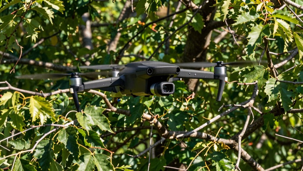 drone crashes in trees