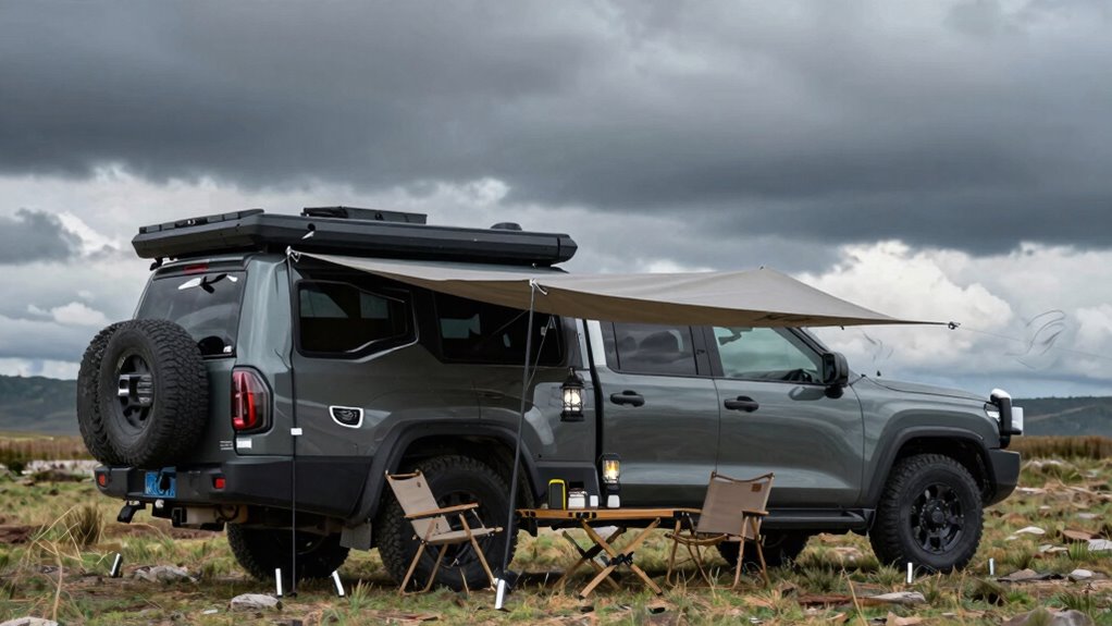 wind resistant overlanding awning setup